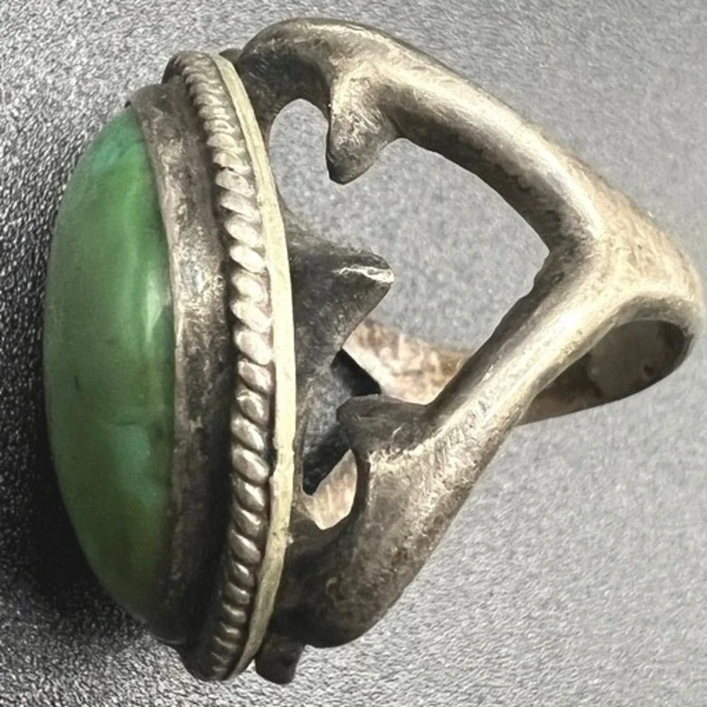 Vintage Sterling Silver Turquoise Ring Southwestern Sz 7.5 13g‎ READ